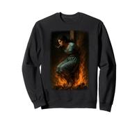 Witch Lighting Cigarette with Flames Occult Unholy Funny Sweatshirt