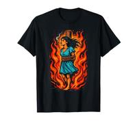 Witch Lighting Cigarette with Flames Occult Unholy Funny T-Shirt