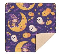 Witch on Halloween Moon Tapis de jeu léger en mousse souple pour bébé, enfant, tout-petit, nourrisson, 127 x 127 cm
