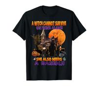 Witch on Wine She Also Needs A Basenji Dog Halloween Costume T-Shirt Graphique avec Valeur
