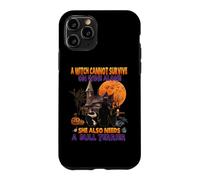 Witch on Wine She Needs A Bull Terrier Dog Halloween Costume Coque pour iPhone 11 Pro