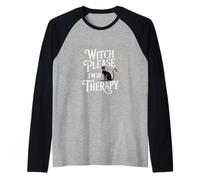 Witch Please I'm in Therapy Chat Noir Amusant Halloween Manche Raglan