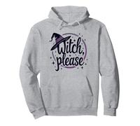 Witch Please: Magical Halloween Graphic, Sweat à Capuche, Unisexe pour Adultes, Gris Chiné, L