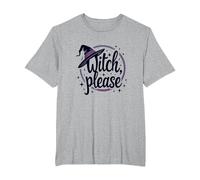 Witch Please: Magical Halloween Graphic, T-Shirt, Homme Grandes Tailles, Gris Chiné, 5X Tall