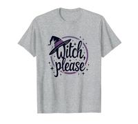 Witch Please: Magical Halloween Graphic, T-Shirt, Homme, Gris Chiné, L