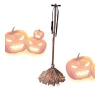 Witch Prop, Floating Broom, Halloween Decor, LED Glow Lightweight Build Outdoor Safe Animated Movement Spooky Lighting, Size Black, Perfect for Fireplace Yard Garden Party Displays