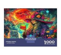 Witch, Puzzle de Casse-tête DIY en Papier Premium, sorcière psychédélique dans Un décor Cosmique, adapté aux débutants, Jouet éducatif, 52x38cm/1000pcs