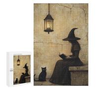 Witch Reading Book with Black Cat Puzzle 1000 Pièces Educa Jouet en Bois Cadeau Unique Décoration Intérieure Jeu Éducatif Challenge Toy Adultes Et Enfants À Partir De 14 Ans 1000 PCS