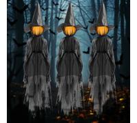 Witch Sisters Halloween Decoration, Spooky Sisters for Haunting Vibes, 4.9 Ft Light up Witch Stakes for Halloween Decorations with Warm-Color LED Lights for Lawn, Garden, Party Prop(3Pcs)