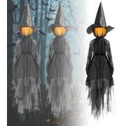Witch Sisters Halloween Decoration, Spooky Sisters for Haunting Vibes, 4.9 Ft Light up Witch Stakes for Halloween Decorations with Warm-Color LED Lights for Lawn, Garden, Party Prop(1Pc)