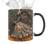 Witch Tea Gobelet 350 ml - Tasse à café en céramique de chat - Boissons décoratives d'Halloween - Ustensiles de cuisine innovants - Vaisselle en céramique fantaisiste - Parfait pour les femmes sœurs