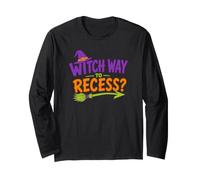 Witch Way to Recess Citation Amusante pour l'école d'halloween Manche Longue