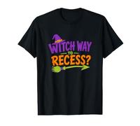 Witch Way to Recess Citation Amusante pour l'école d'halloween T-Shirt Graphique avec Valeur
