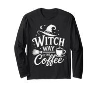 Witch Way to The Coffee Funny Halloween Caféine Lover Manche Longue