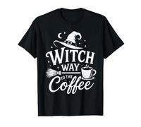 Witch Way to The Coffee Funny Halloween Caféine Lover T-Shirt Graphique avec Valeur