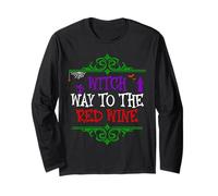 Witch Way to The Red Wine - Buvez du vin pour Halloween Amusant Manche Longue