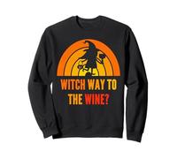 Witch Way to The Wine Dictons d'halloween Amusants pour Femme Sweatshirt