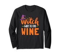 Witch Way To The Wine Tenue pour femme pour Halloween Manche Longue