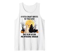 Witch Wine and Afghan Hound Dog Mom Funny Halloween Costume Débardeur