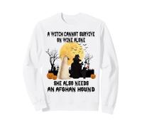 Witch Wine and Afghan Hound Dog Mom Funny Halloween Costume Sweatshirt