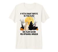 Witch Wine and Afghan Hound Dog Mom Funny Halloween Costume T-Shirt Haut de Gamme