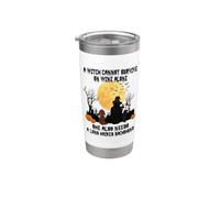 Witch Wine And Long Haired Dachshund Dog Halloween Costume Gobelet isotherme en acier inoxydable double paroi