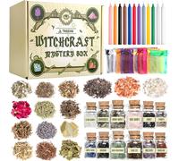 Witchcraft Starter Kit, Witchcraft Supplies For Wiccan Altar- 63 Pack De Cristaux Herbes Séchées, Bougies Magiques Colorées, Sacs À Charme Et Sorcières Rituelles Sel Pour Sorts, Bébés Sorcières