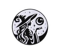 Witchcrafts Broche émaillée avec motif chat punk et lunes pour Halloween Décoration de costume magique, taille unique, Comme décrit