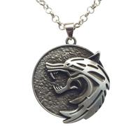 Witcher necklace Geralt médaillon du loup blanc sorceleur Collier chaîne Witcher Geralt acier inoxydable médaillon collier pour homme excellent cadeau collier Cosplay bijoux Cosplay