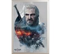 Witcher, The - Poster - Geralt + cadre interchangeable, Shinsuke® Maxi aluminium argenté, vitre acrylique