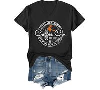 Witches Brew Coffee T-shirt à col en V pour Halloween, Noir , S