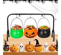 Witches Cauldron Serving Bowls,Spooky Witches Cauldron Dish | 3 Pieces Halloween Bowl With Rack | Dishware & Serving Piecesfor Candy Cookie Dessert Buffet Party Wedding Entryway Outdoor Picnic Display