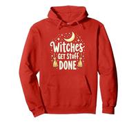 Witches Get Stuff Done Motivation Magique au Clair de Lune Sweat à Capuche, Unisexe pour Adultes, Rouge, M