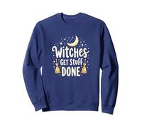 Witches Get Stuff Done Motivation Magique au Clair de Lune Sweatshirt, Unisexe pour Adultes, Bleu Marine, XL