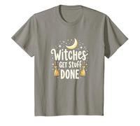 Witches Get Stuff Done Motivation Magique au Clair de Lune T-Shirt, Enfant, Ardoise, 12 Ans