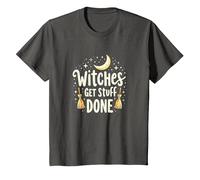 Witches Get Stuff Done Motivation Magique au Clair de Lune T-Shirt, Enfant, Asphalte, 4 Ans