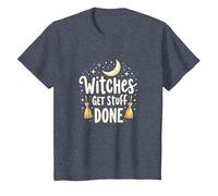 Witches Get Stuff Done Motivation Magique au Clair de Lune T-Shirt, Enfant, Bleu Chiné, 6 Ans