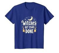 Witches Get Stuff Done Motivation Magique au Clair de Lune T-Shirt, Enfant, Bleu Royal, 6 Ans