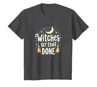Witches Get Stuff Done Motivation Magique au Clair de Lune T-Shirt, Enfant, Chiné Foncé, 3 Ans