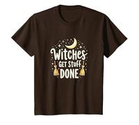 Witches Get Stuff Done Motivation Magique au Clair de Lune T-Shirt, Enfant, Marron, 8 Ans