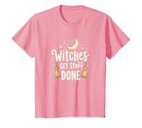 Witches Get Stuff Done Motivation Magique au Clair de Lune T-Shirt, Enfant, Rose, 12 Ans