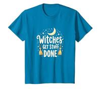 Witches Get Stuff Done Motivation Magique au Clair de Lune T-Shirt, Enfant, Saphir, 12 Ans