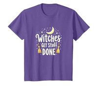 Witches Get Stuff Done Motivation Magique au Clair de Lune T-Shirt, Enfant, Violet chiné, 4 Ans