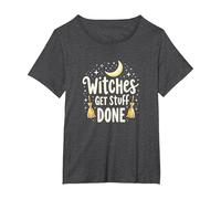 Witches Get Stuff Done Motivation Magique au Clair de Lune T-Shirt, Femme Grandes Tailles, Chiné Foncé, 4X