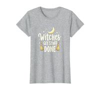 Witches Get Stuff Done Motivation Magique au Clair de Lune T-Shirt, Femme, Gris Chiné, XL