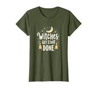 Witches Get Stuff Done Motivation Magique au Clair de Lune T-Shirt, Femme, Olive, XL