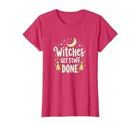 Witches Get Stuff Done Motivation Magique au Clair de Lune T-Shirt, Femme, Rouge chiné, XXL