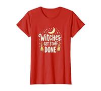 Witches Get Stuff Done Motivation Magique au Clair de Lune T-Shirt, Femme, Rouge, S