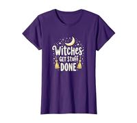 Witches Get Stuff Done Motivation Magique au Clair de Lune T-Shirt, Femme, Violet, XS