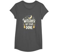 Witches Get Stuff Done Motivation Magique au Clair de Lune T-Shirt, Fille, Asphalte, XS